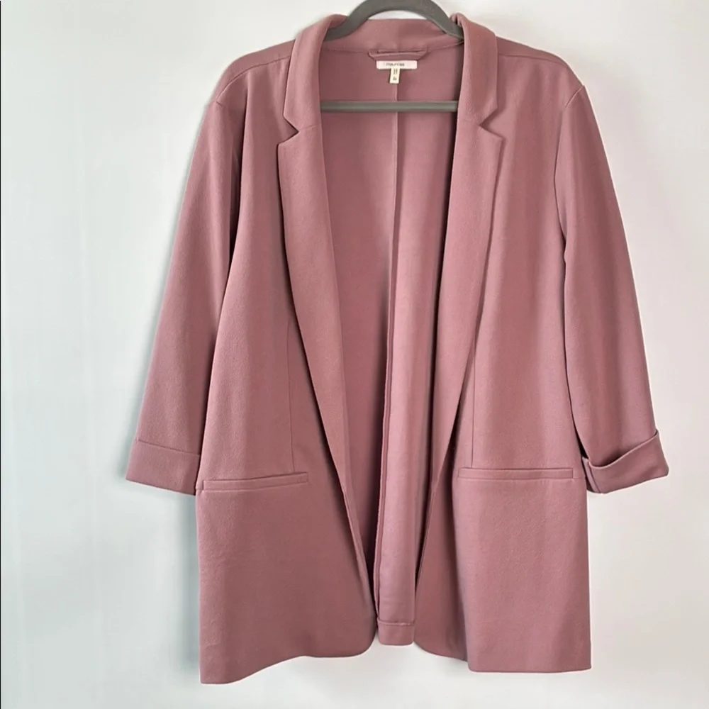 Maurices Mauve Blazer Jacket with Mock Pockets and Folded Sleeve